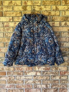 GAP Upcycled Midweight Floral Puffer Jacket Women’s Size XXL Beautiful Condition